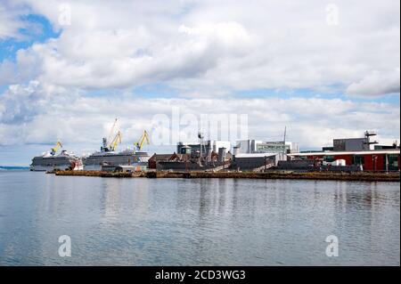 Belfast, Northern Ireland, UK - 03 August 2019: The HMS Caroline, Royal Navy, war ship, museum, in the Titanic Quarter Stock Photo
