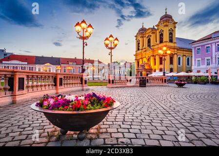Timisoara, Romania - St. George Cathedral in Union Square, Banat in Transylvania Stock Photo
