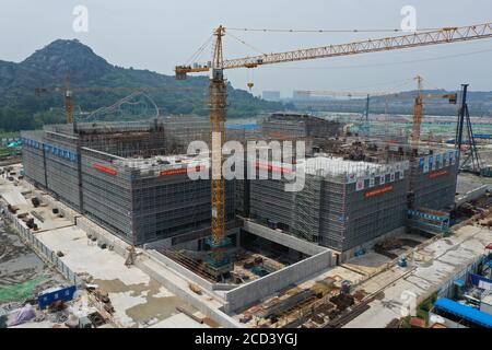 Aerial view of the West Pavilion of Suzhou Museum under construction in Suzhou city, east China's Jiangsu province, 22 July 2020. Stock Photo