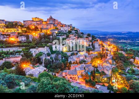 Gordes, France. Luberon Valley and beautiful view idyllic hilltop village in Provence, Luberon, Vaucluse. Stock Photo