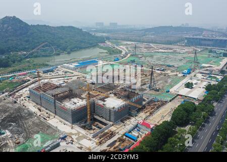 Aerial view of the West Pavilion of Suzhou Museum under construction in Suzhou city, east China's Jiangsu province, 22 July 2020. Stock Photo