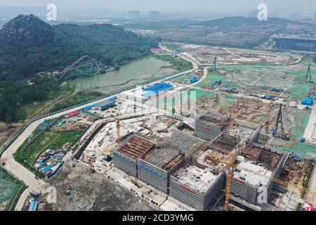 Aerial view of the West Pavilion of Suzhou Museum under construction in Suzhou city, east China's Jiangsu province, 22 July 2020. Stock Photo