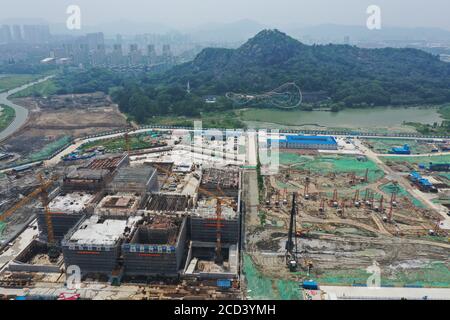 Aerial view of the West Pavilion of Suzhou Museum under construction in Suzhou city, east China's Jiangsu province, 22 July 2020. Stock Photo