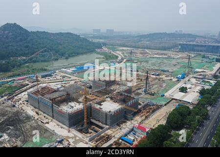 Aerial view of the West Pavilion of Suzhou Museum under construction in Suzhou city, east China's Jiangsu province, 22 July 2020. Stock Photo