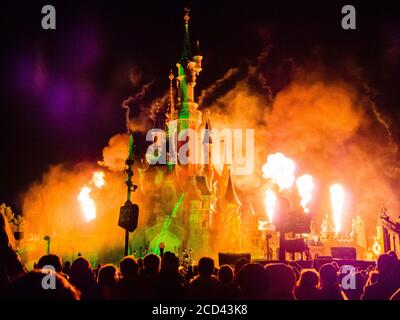 Disneyland Paris, castle with fireworks Stock Photo