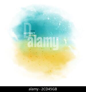 Abstract background design bright with green and yellow splatter brush watercolor hand-painted. Stain artistic vector used as being an element in the Stock Vector
