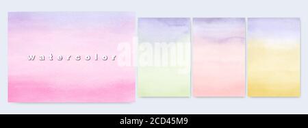 Set of Abstract background design Bright colorful watercolor gradients hand-painted. Stain artistic vector used as being a background in the decorativ Stock Vector