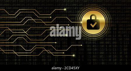 secure digital data connection with lock binary code background vector ...