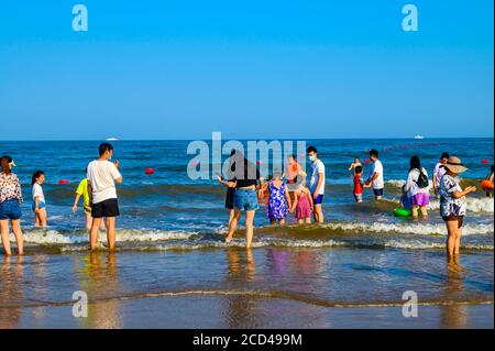 People enjoy the view of Beidai River as people flock to Beidaihe Scenic Spot as summer resort in Qinhuangdao city, north China's Hebei province, 24 J Stock Photo