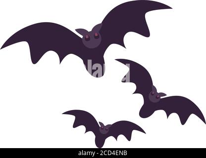 Halloween bats cartoons free form style icon design, Holiday and scary theme Vector illustration Stock Vector