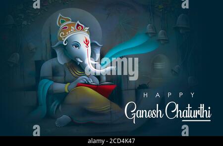 illustration of Lord Ganpati background for Ganesh Chaturthi festival of India Stock Photo