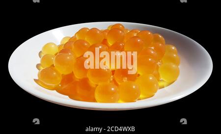 giant sea catfish roe, arius thalassinus, fish eggs on plate with path clipping masks Stock Photo