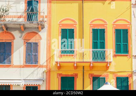 Historic district houses facade, Lerici, La Spezia district, Liguria, Italy Stock Photo