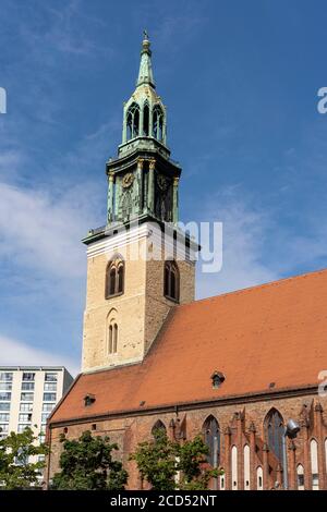 St. Mary's Church, known in German as the Marienkirche, is a church located near to Alexanderplatz in central Berlin, Germany Stock Photo