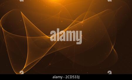 Orange line wave with small particle dots. Abstract background illustration Stock Photo