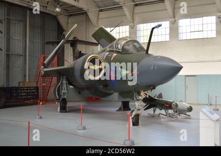 Blackburn Buccaneer in Imperial War Museum Duxford. The Blackburn Buccaneer was a Royal Navy (RN) carrier-borne attack aircraft designed in the 1950s. Stock Photo