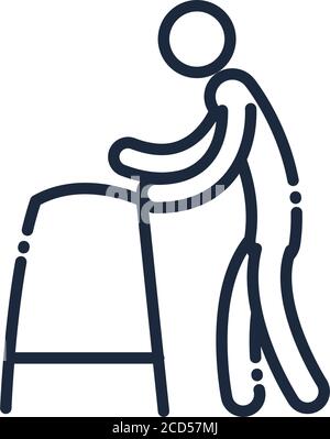 walker line and fill style icon of Handicapped disability and medical ...