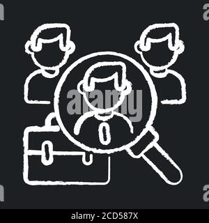 Recruitment chalk white icon on black background Stock Vector Image ...