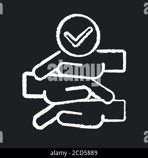 Friendly team chalk white icon on black background Stock Vector