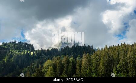 Le Moleson mountain in the clouds, Switzerland Stock Photo