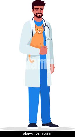 Veterinarian semi flat RGB color vector illustration Stock Vector