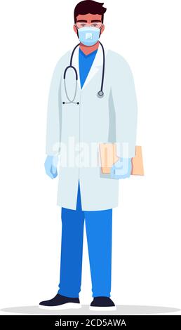 Virologist semi flat RGB color vector illustration Stock Vector