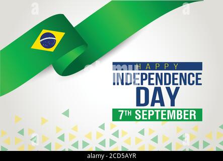 Brazil Independence Day. Abstract waving flag on gray background Stock Vector