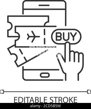 Buying tickets online linear icon Stock Vector
