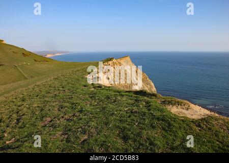 Cliffs near Seatown in Dorset, situated on the coastal path on the Jurassic coast between Charmouth and West Bay Stock Photo