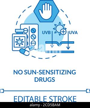 No sun sensitizing drug concept icon Stock Vector