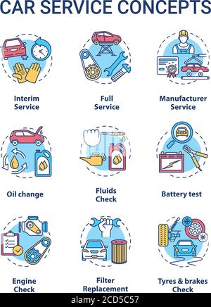 Car service concept icons set Stock Vector