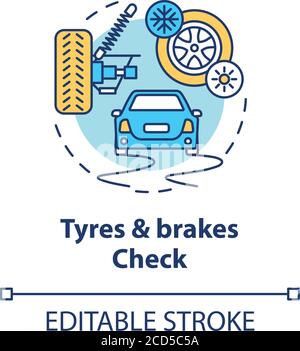 Tyres and brakes check concept icon Stock Vector