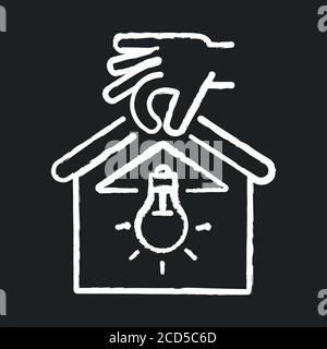 Lighting installation chalk white icon on black background Stock Vector