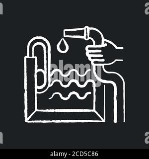 Pool construction chalk white icon on black background Stock Vector