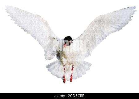 Polygonal bird image. Geometric low poly art. White background. Stock Photo