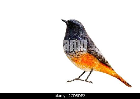 Polygonal bird image. Geometric low poly art. White background. Stock Photo