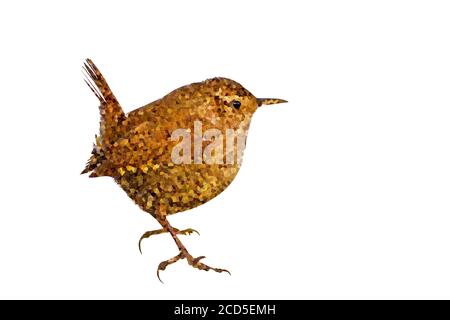 Polygonal bird image. Geometric low poly art. White background. Stock Photo