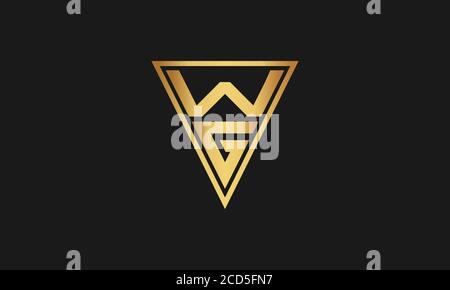 WG/GW Logo letter monogram with triangle shape design template isolated on black background Stock Vector