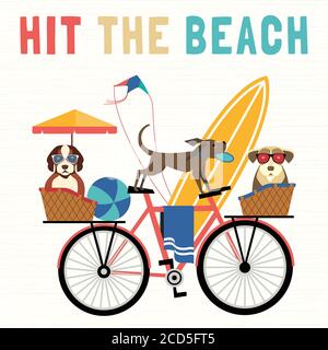 Adventure bicycling travel of dogs vector concept Stock Vector