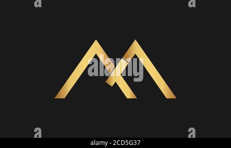 MT/TM Logo letter monogram with triangle shape design template isolated on black background. Stock Vector