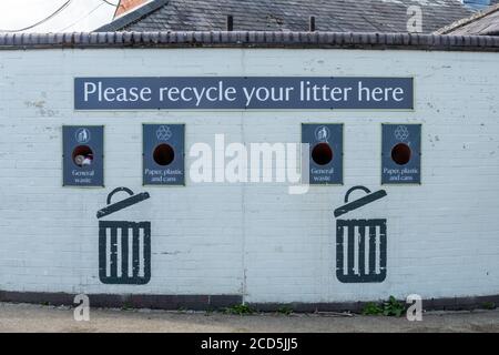 Recycling facility at the National Trust Box Hill visitor centre, Surrey, UK Stock Photo