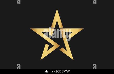 S , S , SS Letter with Star Logo Template vector icon illustration design. Modern Star logo in elegant style with Black Background Stock Vector