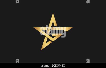 C, G, CG, GC Letter with Star Logo Template vector icon illustration design. Modern Star logo in elegant style with Black Background. Stock Vector
