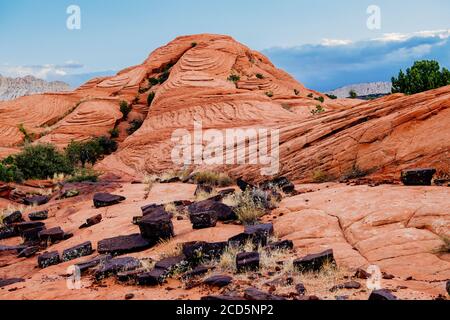 View of mountains, Snow Canyon State Park, Ivins, Southwestern Washington County, Utah, USA Stock Photo