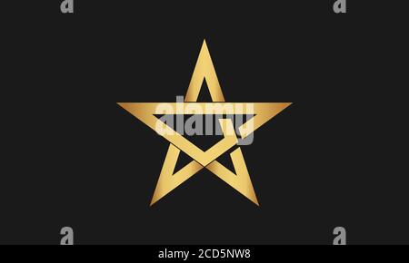 G , A , GA , AG Letter with Star Logo Template vector icon illustration design. Modern Star logo in elegant style with Black Background Stock Vector