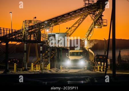 Gypsum Factory at night, USA Stock Photo