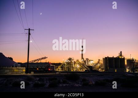 Gypsum Factory at night, USA Stock Photo