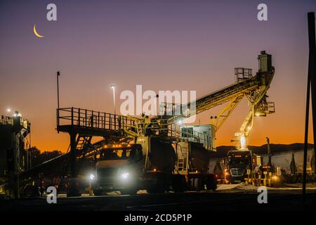 Gypsum Factory at night, USA Stock Photo