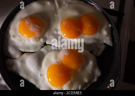 Fried eggs. Two eggs with two yolks Stock Photo