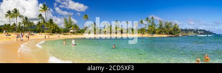 View of tropical beach, Poipu Beach, Koloa, Kauai, Hawaii, USA Stock Photo